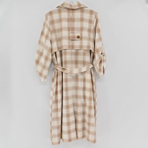 CARA SANTANA Jacket Womens Sz L She‎ Loves The Attention Plaid Print Trench Coat - Picture 6 of 15